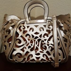 Culver Creation Misty Gold Floral Design Handbag